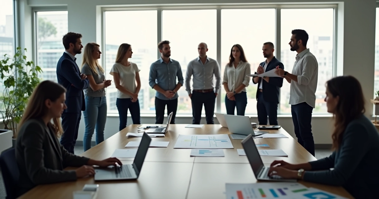 Pessoas representando papéis em dinâmica de constelação organizacional 