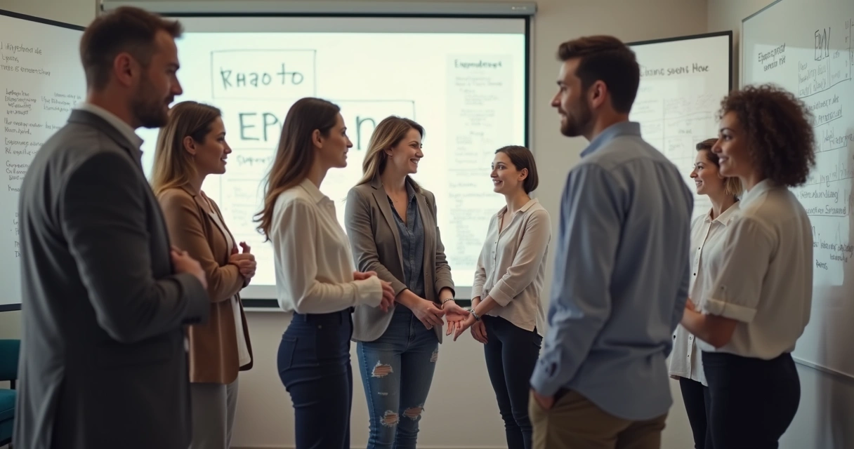Dinámica grupal en empresa explorando emociones 