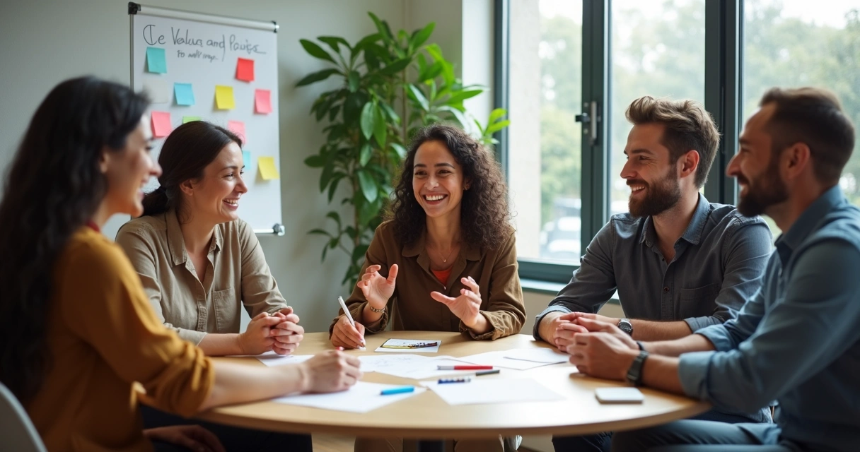 Equipe diversa em dinâmica de grupo