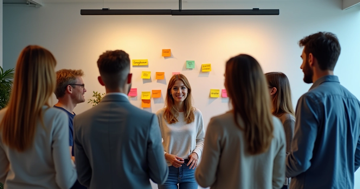 Equipo laboral analizando emociones juntos 