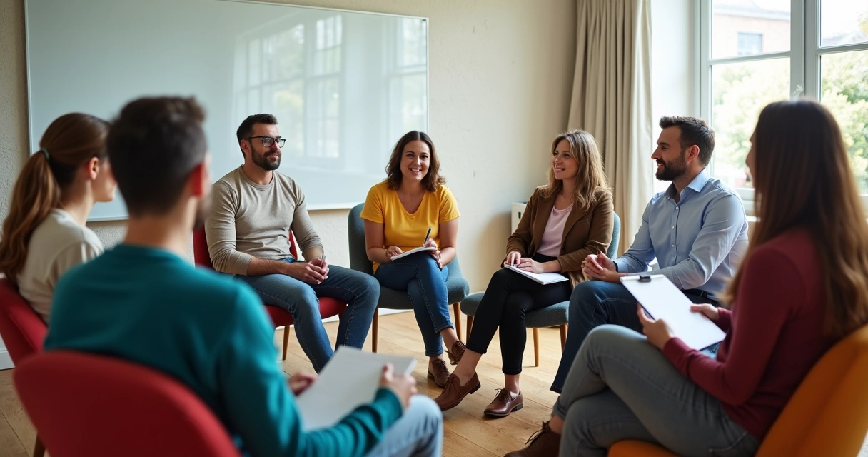 Grupo em círculo em dinâmica de feedback sistêmico