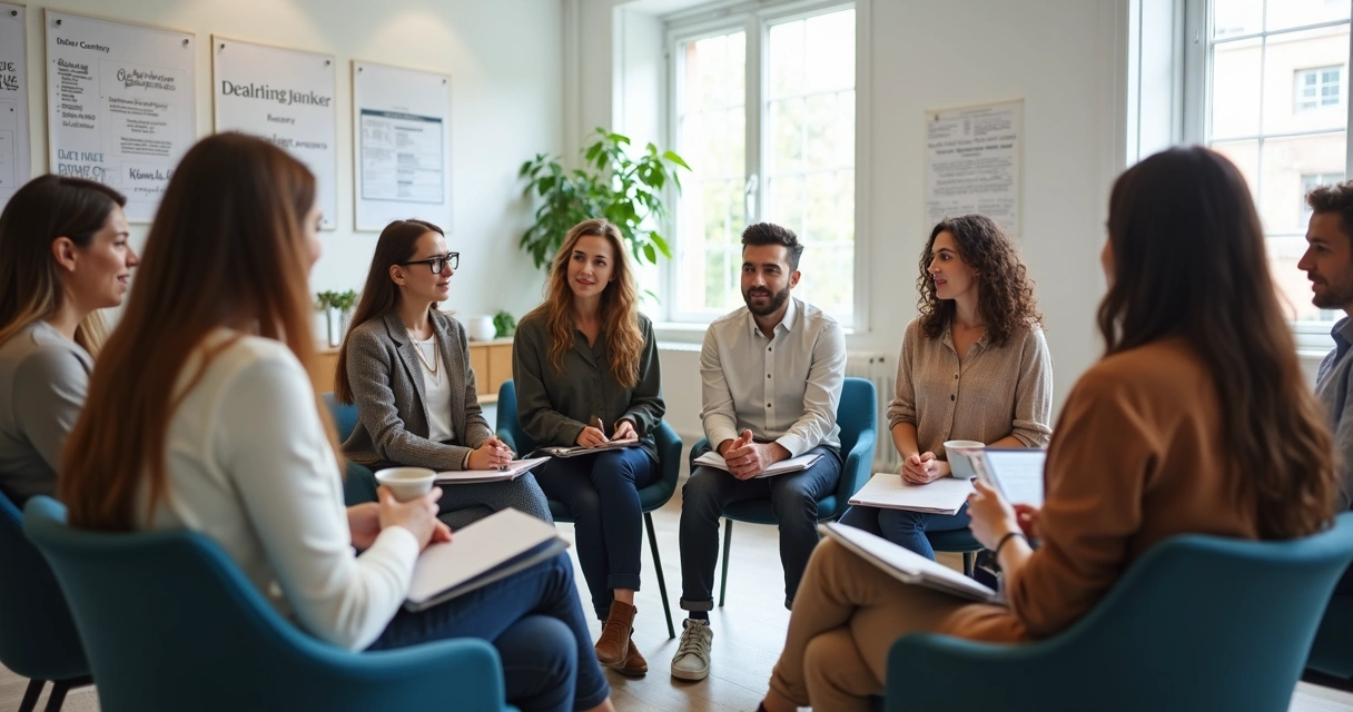 Personas sentadas en círculo analizando dinámicas de grupo