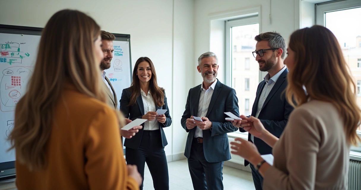 Personas participando en dinámica grupal en organización 