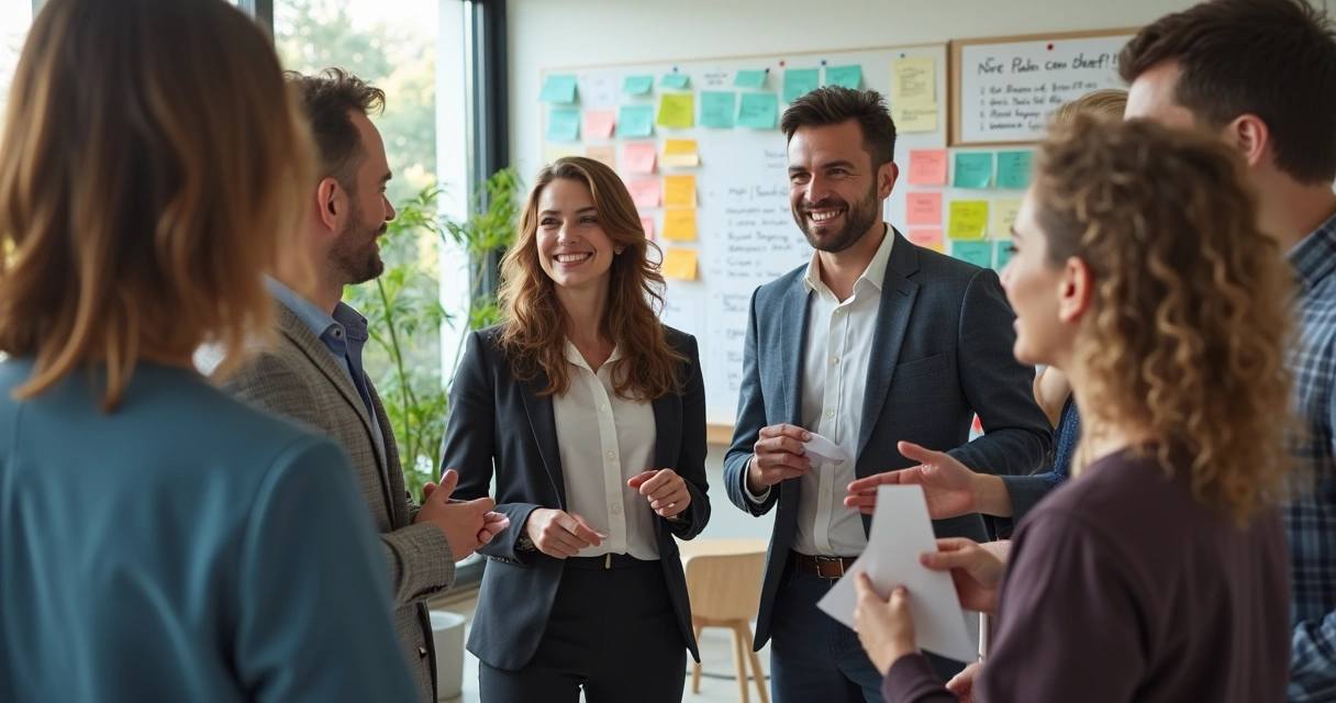 Colaboradores em roda participando de dinâmica de grupo 