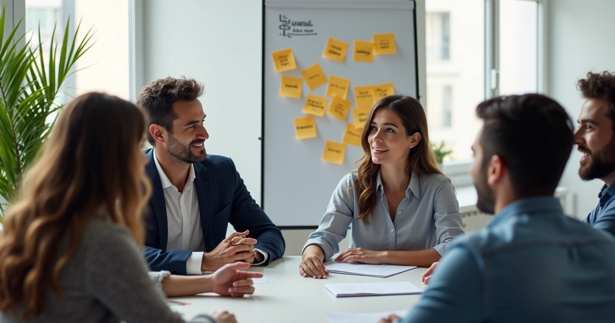 Equipe reunida em círculo durante dinâmica de desenvolvimento pessoal. 