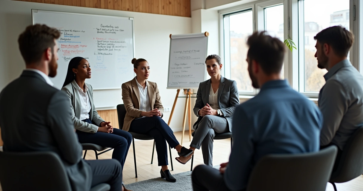 Grupo participando de dinâmica de escuta ativa, sentados em círculo. 