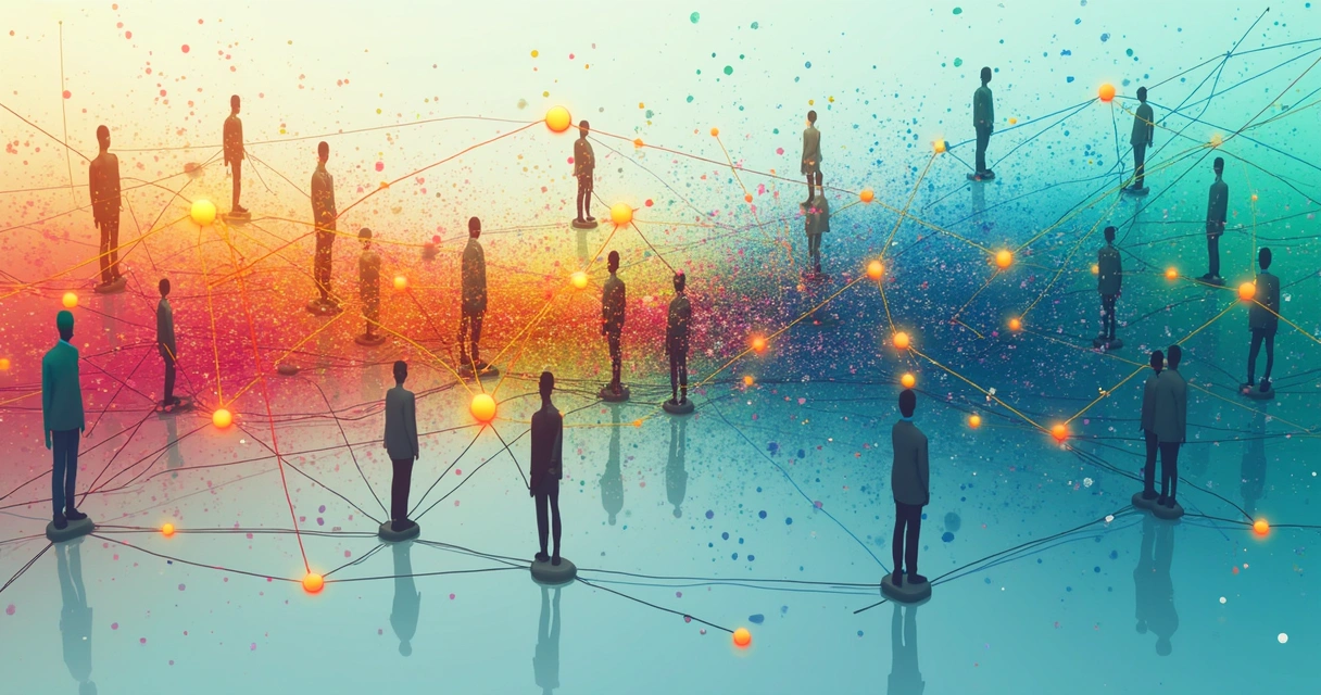 Gráfico colorido representando dinámicas ocultas en una organización 