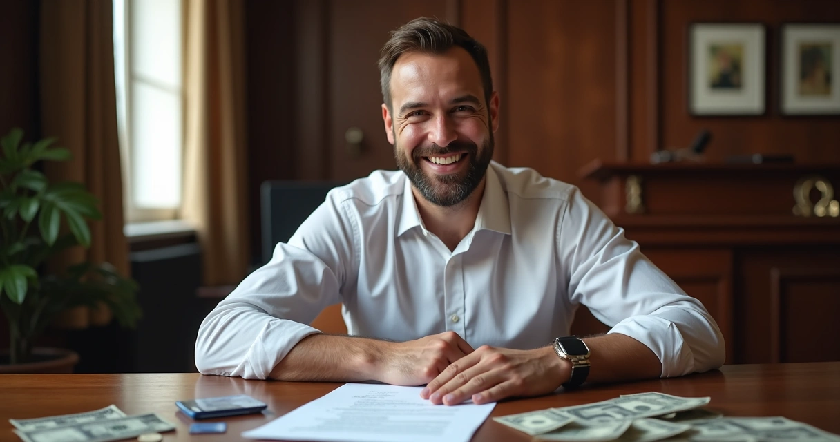 Consumo feliz segurando cartões de crédito e recibo bancário 
