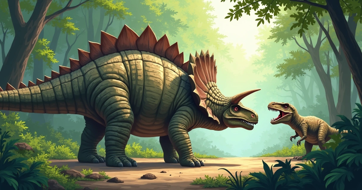 Dinossauro com armadura óssea e cauda em forma de maça 