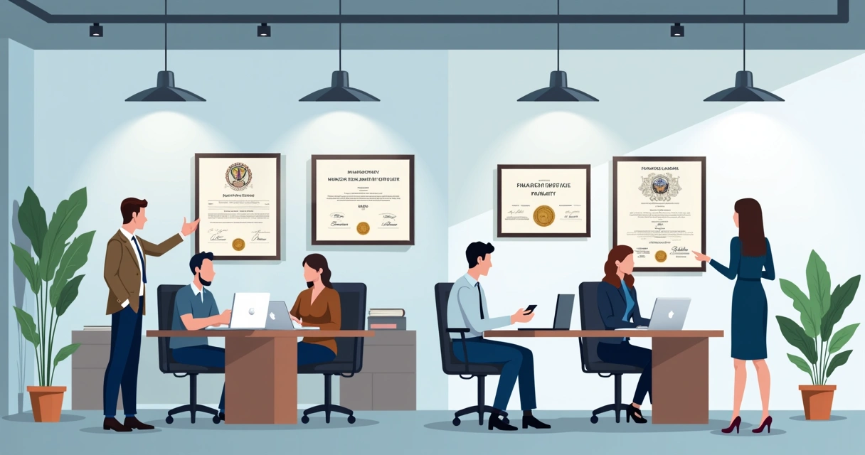 Salas de reuniões com diplomas inox em paredes de empresas 