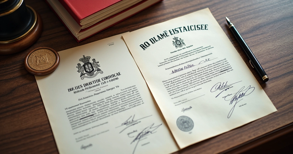 Diploma universitário traduzido para inglês sobre mesa 