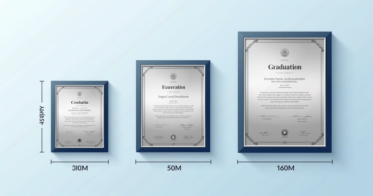 Comparação de tamanhos de diplomas metálicos para formatura