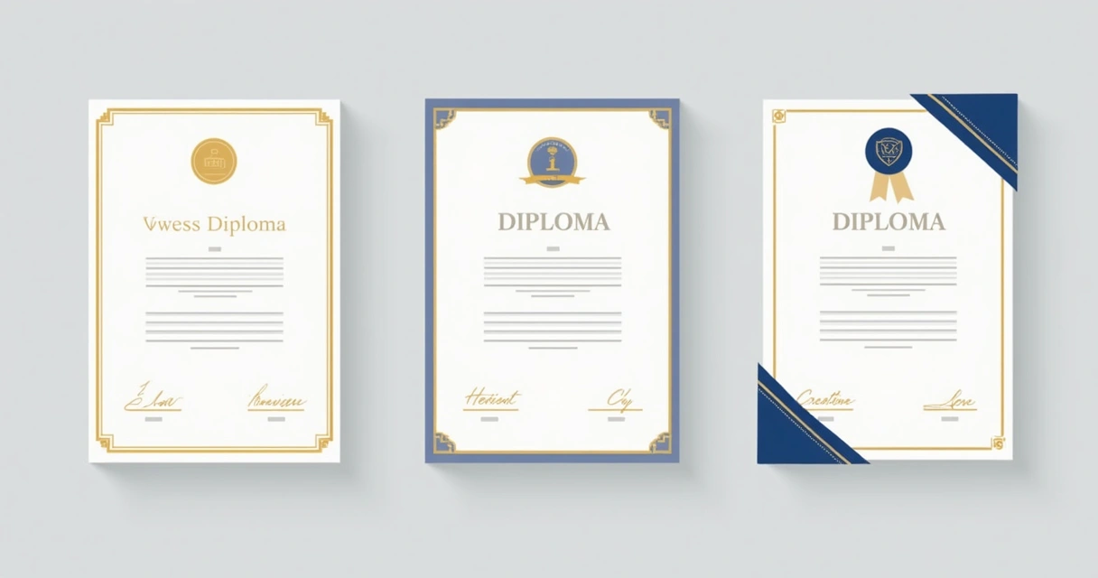Modelo elegante de diploma personalizado tradicional com detalhes em dourado 