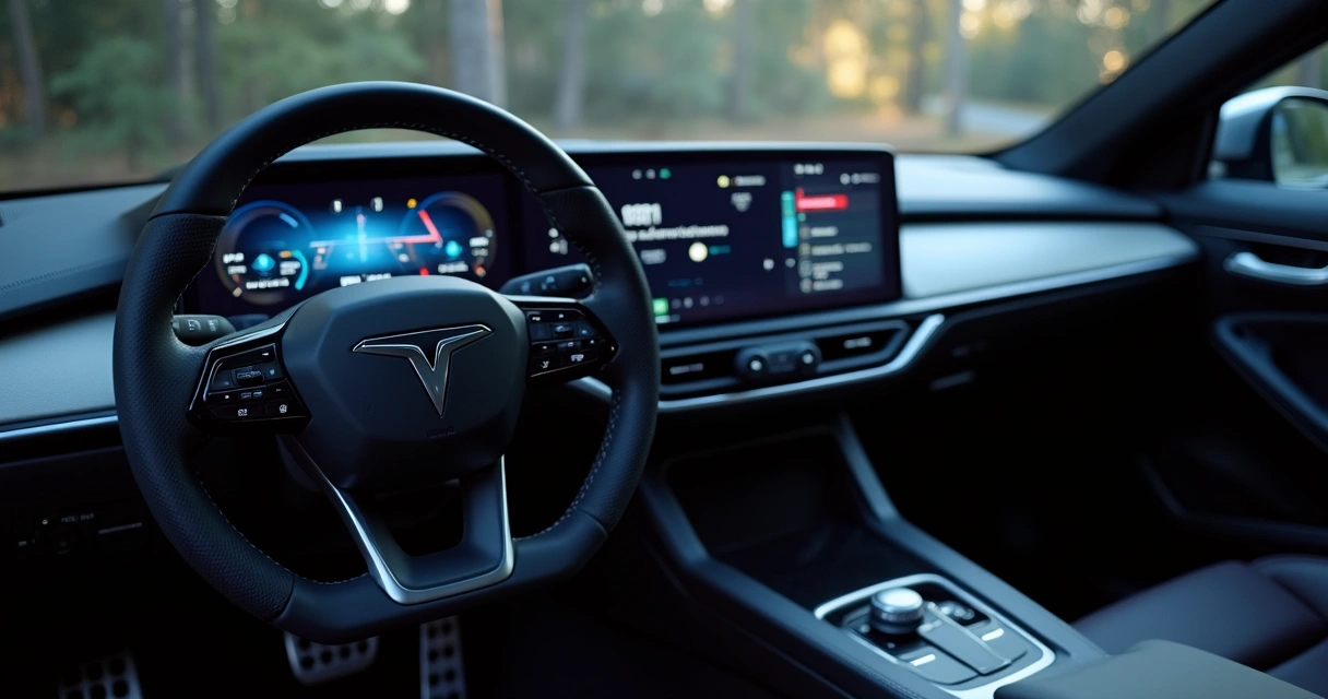 Painel de direção elétrica em carro moderno
