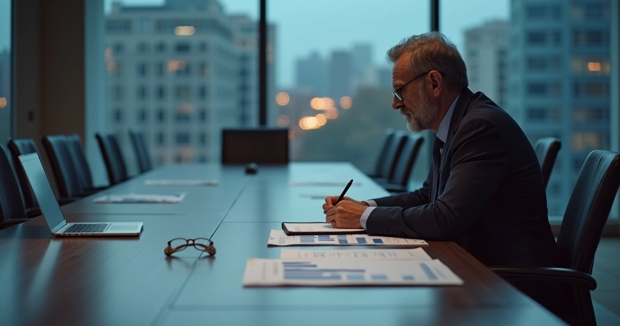 Director writing notes after a board meeting