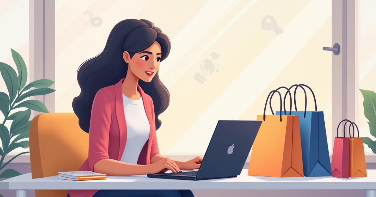 Mulher analisando contrato de compra em site de e-commerce 