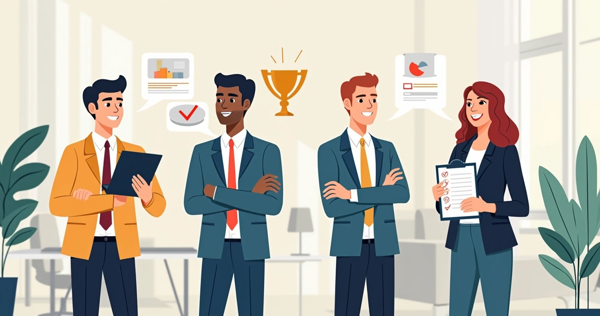 Ilustração dos quatro perfis DISC em uma equipe 