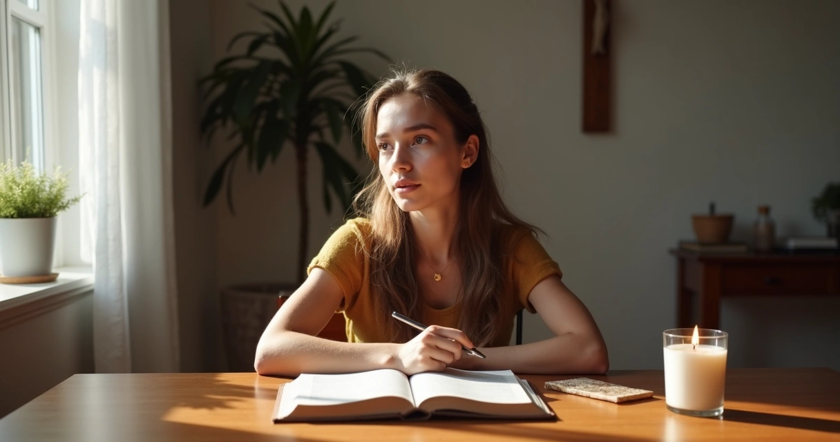 Pessoa lendo a Bíblia refletindo em oração 