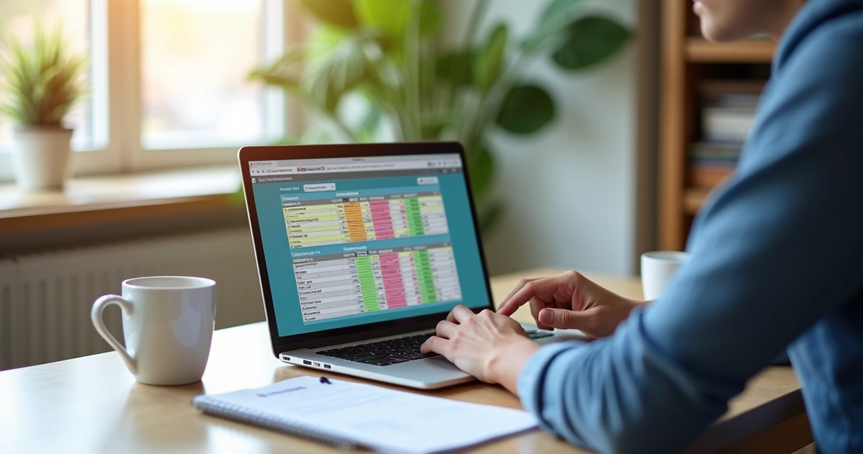 Pessoa atualizando planilha financeira com disciplina e foco 