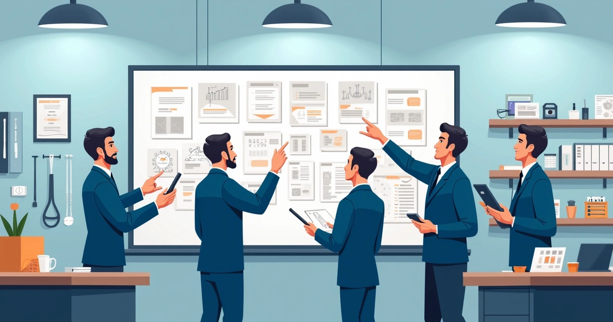 Técnicos discutindo casos de retrabalho em uma assistência técnica