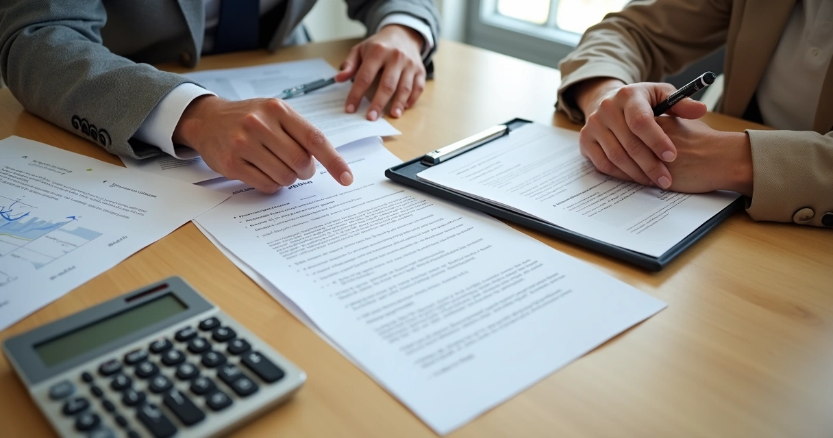 Duas pessoas discutindo ajustes em contrato de locação de imóvel 