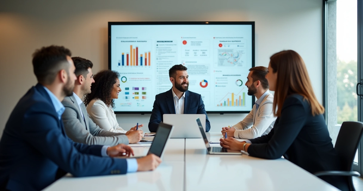 Equipe de colaboradores em discussão durante curso de treinamento corporativo 