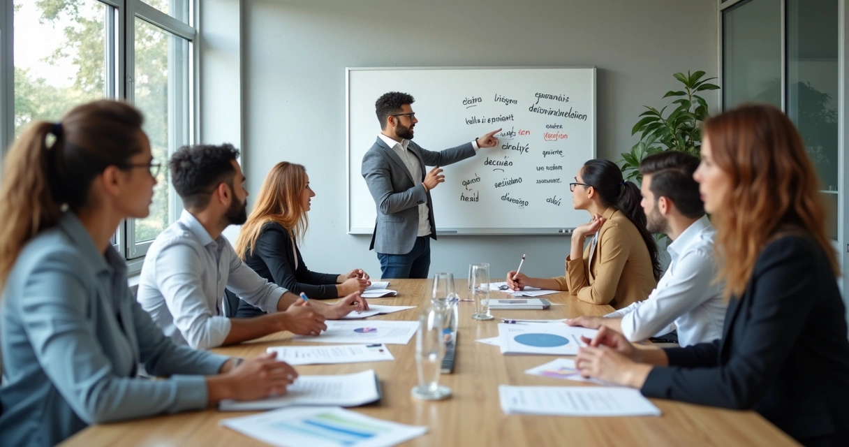 Equipe discutindo possíveis vieses inconscientes durante uma reunião 