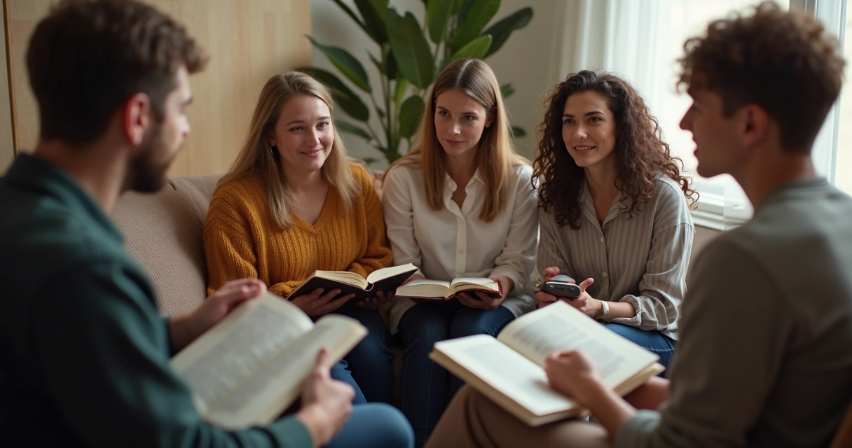 Amigos sentados em círculo dialogando sobre filosofia