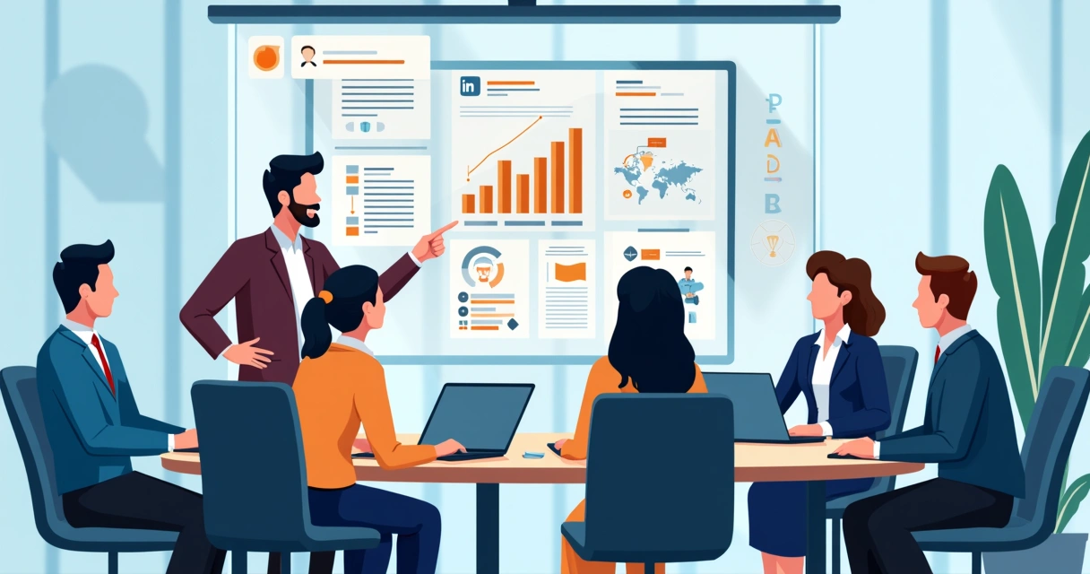 Profissionais discutindo sobre vendas digitais em ambiente de escritório