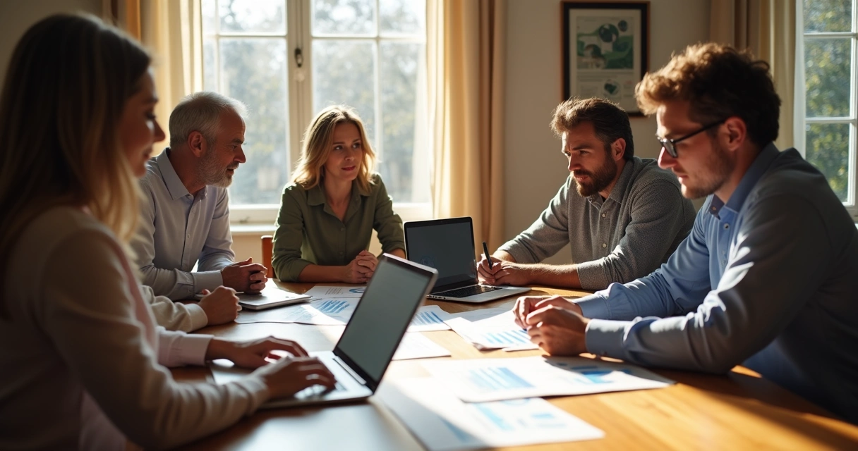 Pessoas discutindo e negociando contratos de previsão