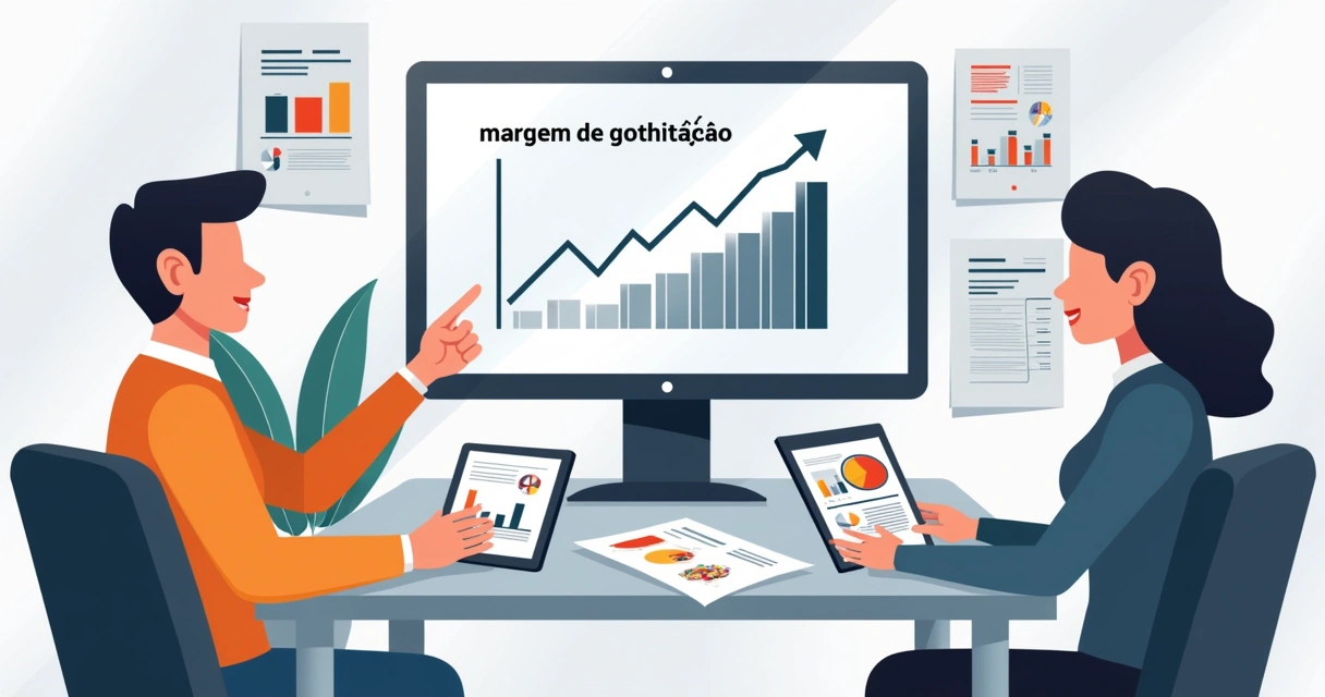 Grupo discutindo precificação com margens em gráficos