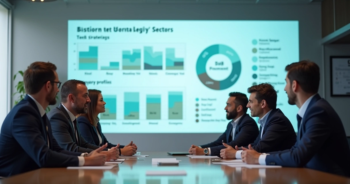 Profissionais discutindo setores estratégicos em reunião B2B