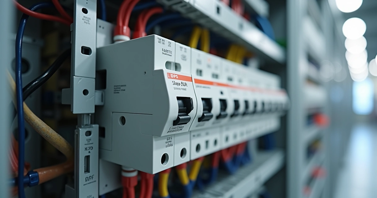 Quadro de energia moderno com DPS instalado 