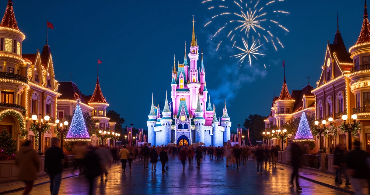 Castelo da Disney decorado para o Natal