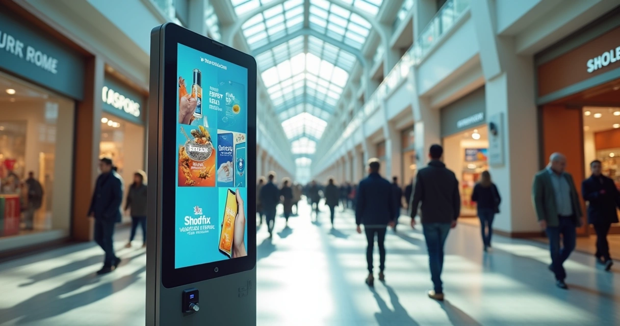Display digital em shopping de grande movimento 