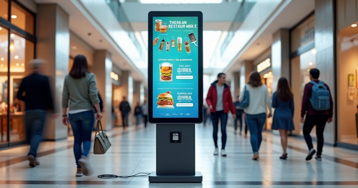 Display digital de publicidade em ambiente movimentado 