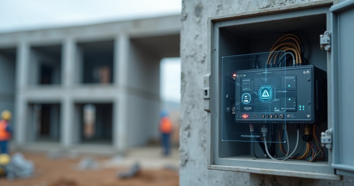 Dispositivo edge processando vídeo em obra 