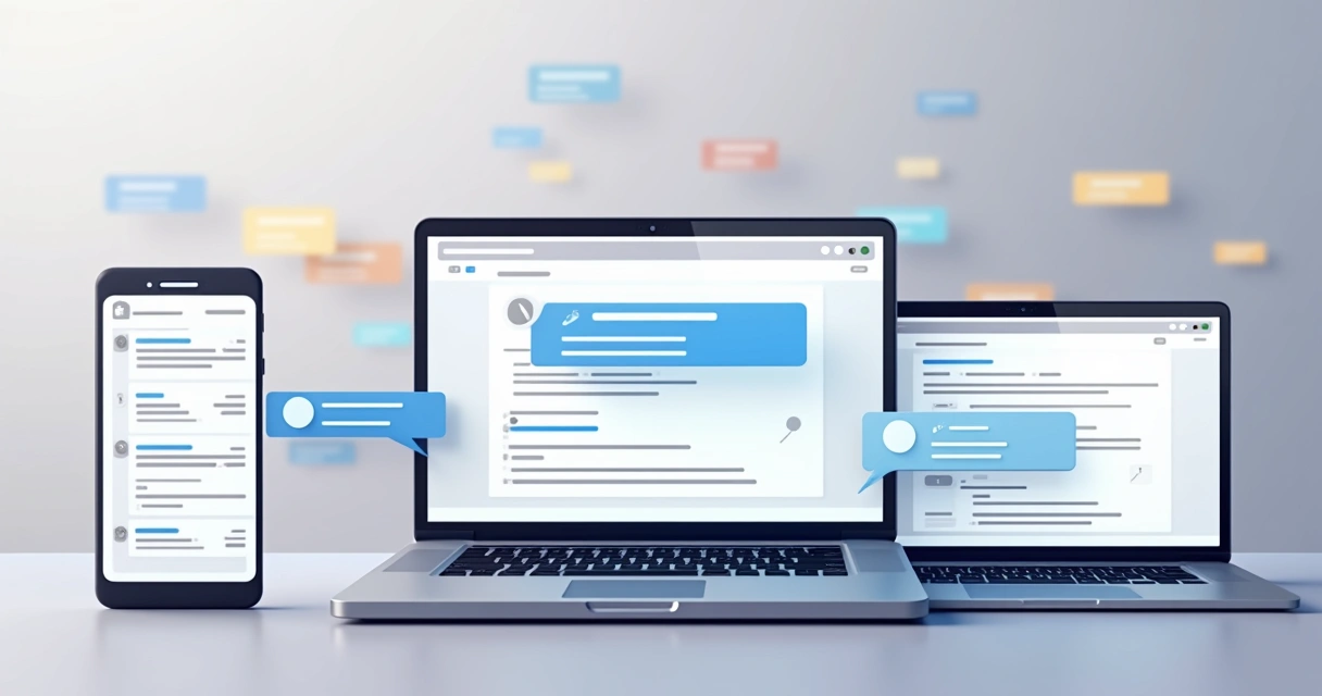Diversos dispositivos digitais exibindo notificações push em telas diferentes 