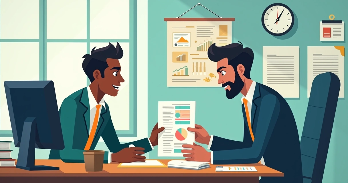 Consumidor e advogado revisam documentos sobre direitos no distrato de imóvel, com gráficos e informações legais ao fundo.
