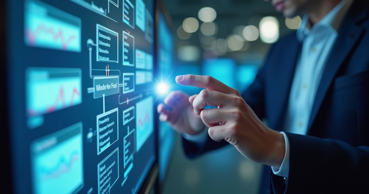 Pessoa automatizando o envio de conteúdo digital para múltiplos leads B2B em um painel online.