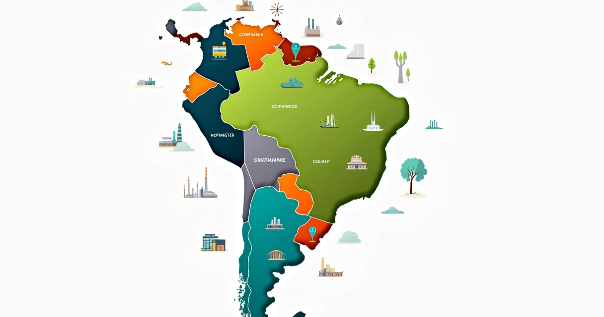 Mapa do Brasil mostrando distribuição de empresas por setor e região 