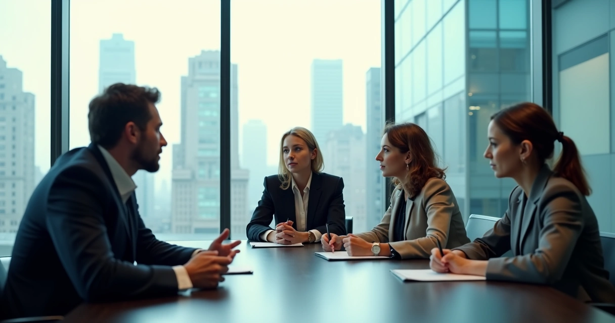 Diverse interview panel with candidate