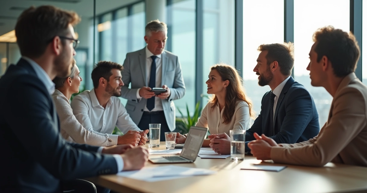 Leaders of different ages and backgrounds at a table 