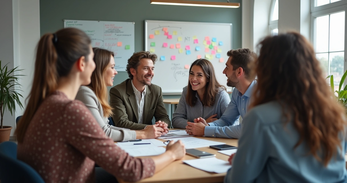 Diverse colleagues in discussion showing different levels of comfort in an open office 