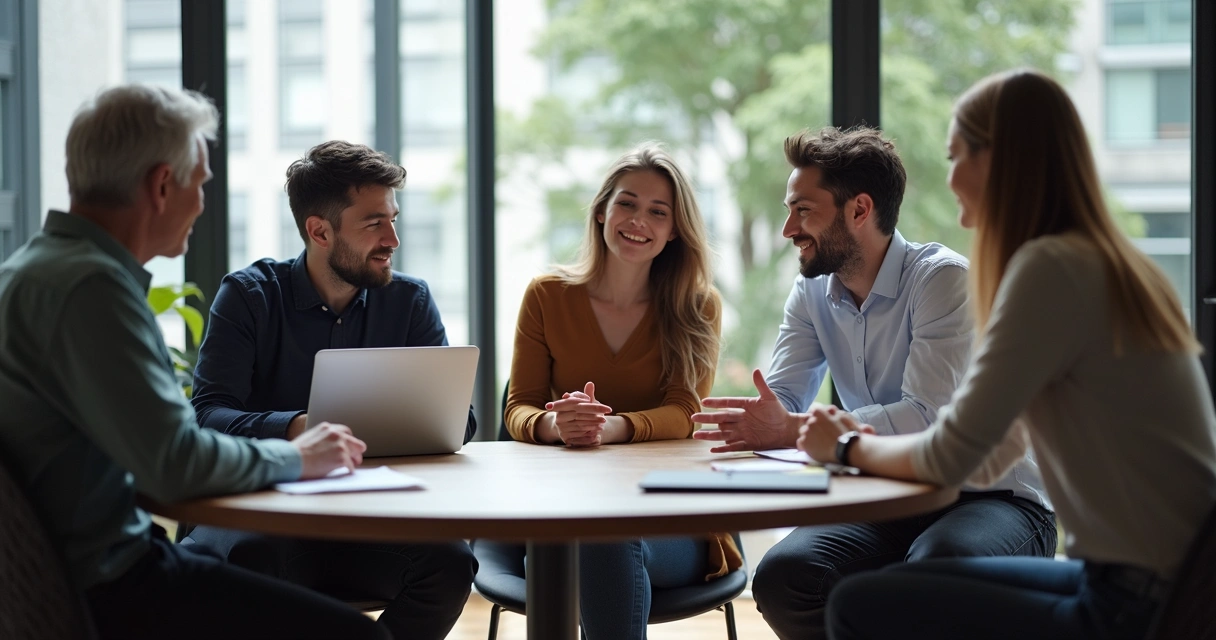 Diverse team discussing at a round table
