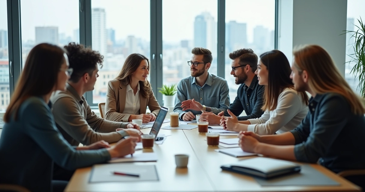 Professional team having a serious meeting in a modern office
