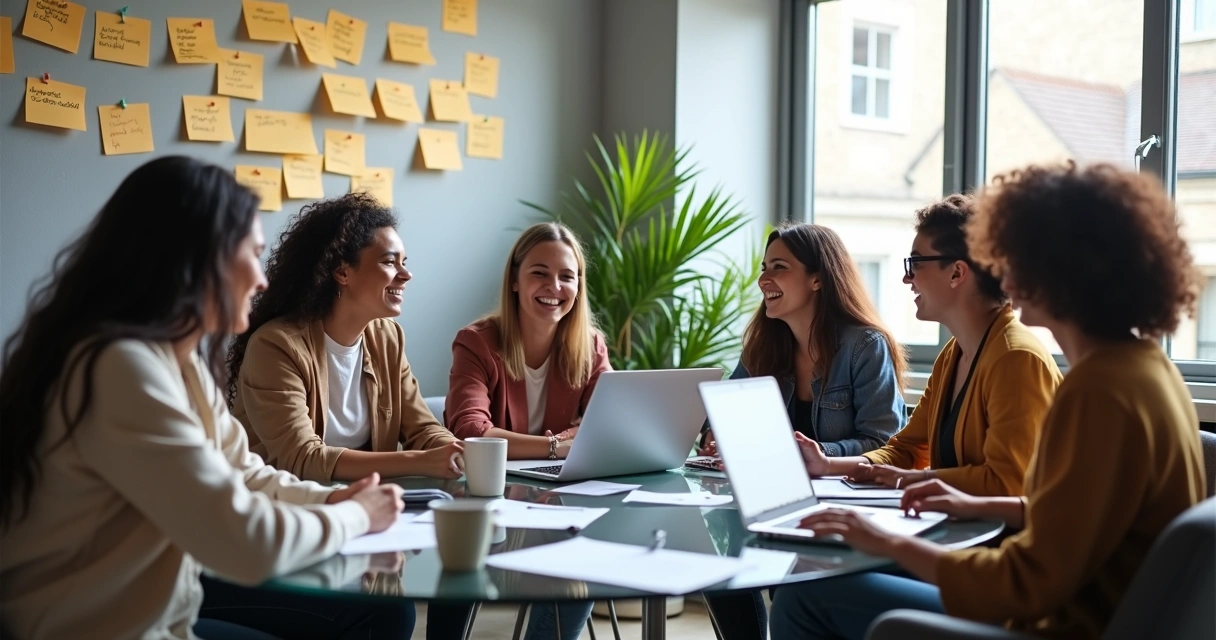 Diversidad de personas reunidas en ambiente de oficina 