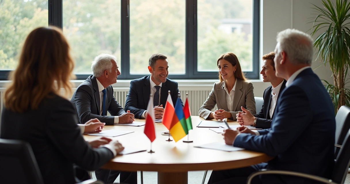 Líderes de diferentes culturas em reunião em mesa redonda 