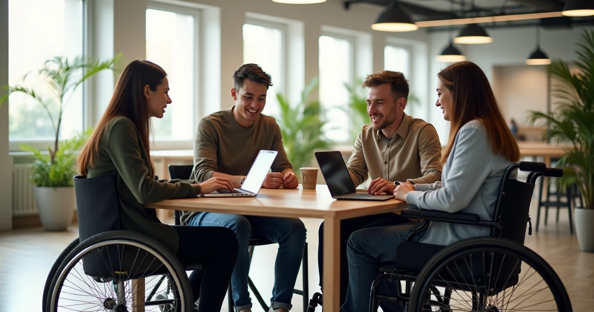 Grupos diversos colaborando em ambientes corporativos 