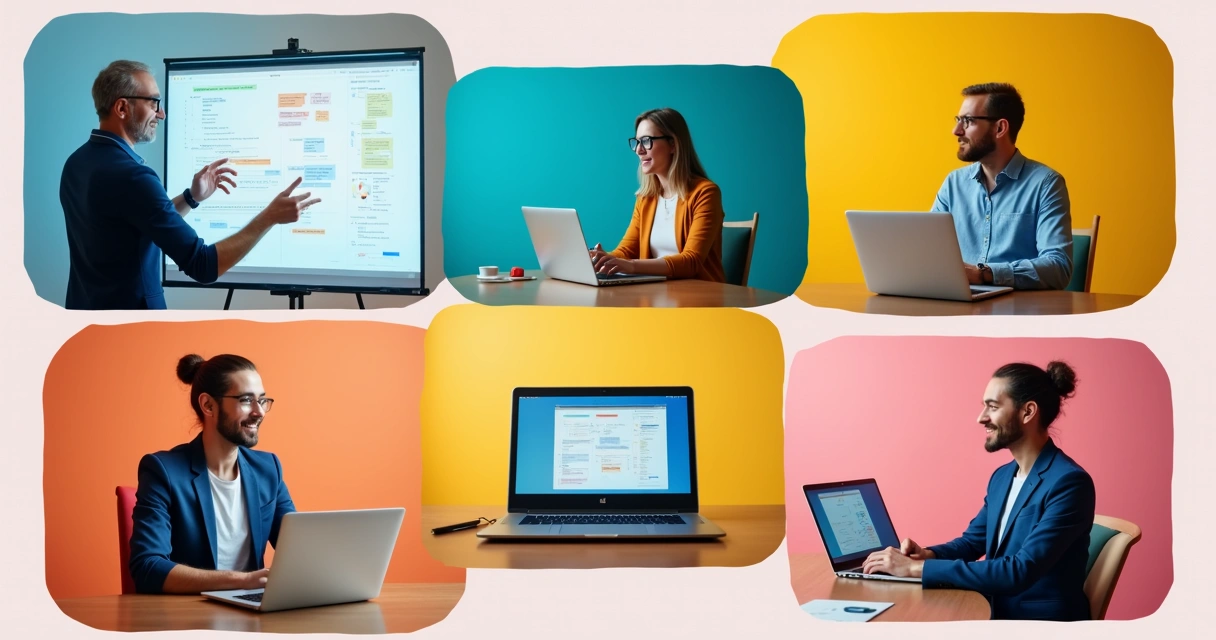 Vários formatos de vídeo educacional apresentados. 